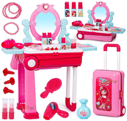 3 in 1 Beauty Makeup Plastic Pretend Play Set
