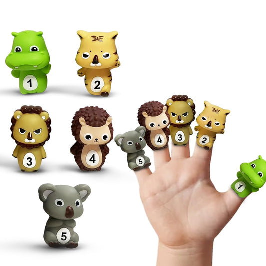 5 Pcs Wild Animal Finger Puppet Toy