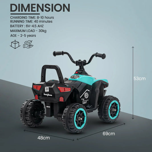 Monster ATV Rechargeable Battery Operated Electric Kids Bike (ASH / GREEN)