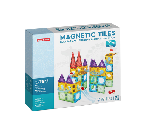 Magnetic Marble Run ball building blocks (75 pcs)