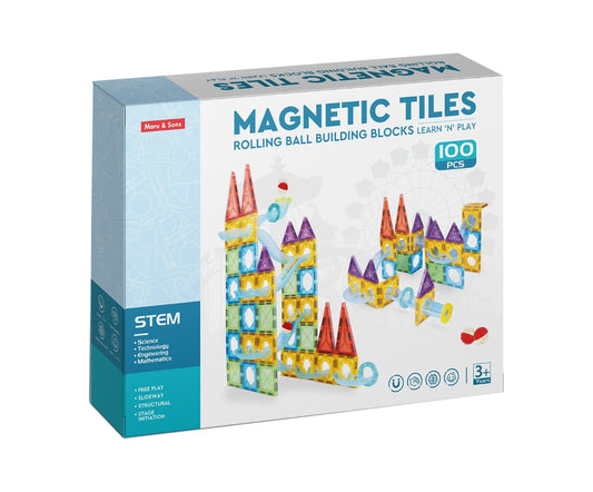 Magnetic Tiles Rolling Ball Building Blocks (100 Pcs)