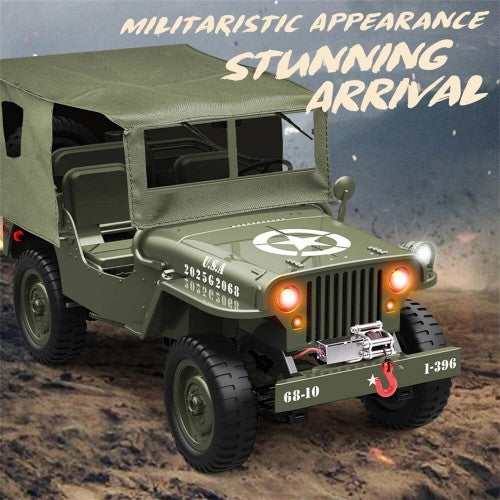 4WD RC Willys Military Truck with Metal Frame & LED Lights