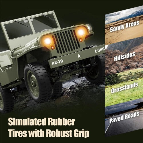 4WD RC Willys Military Truck with Metal Frame & LED Lights