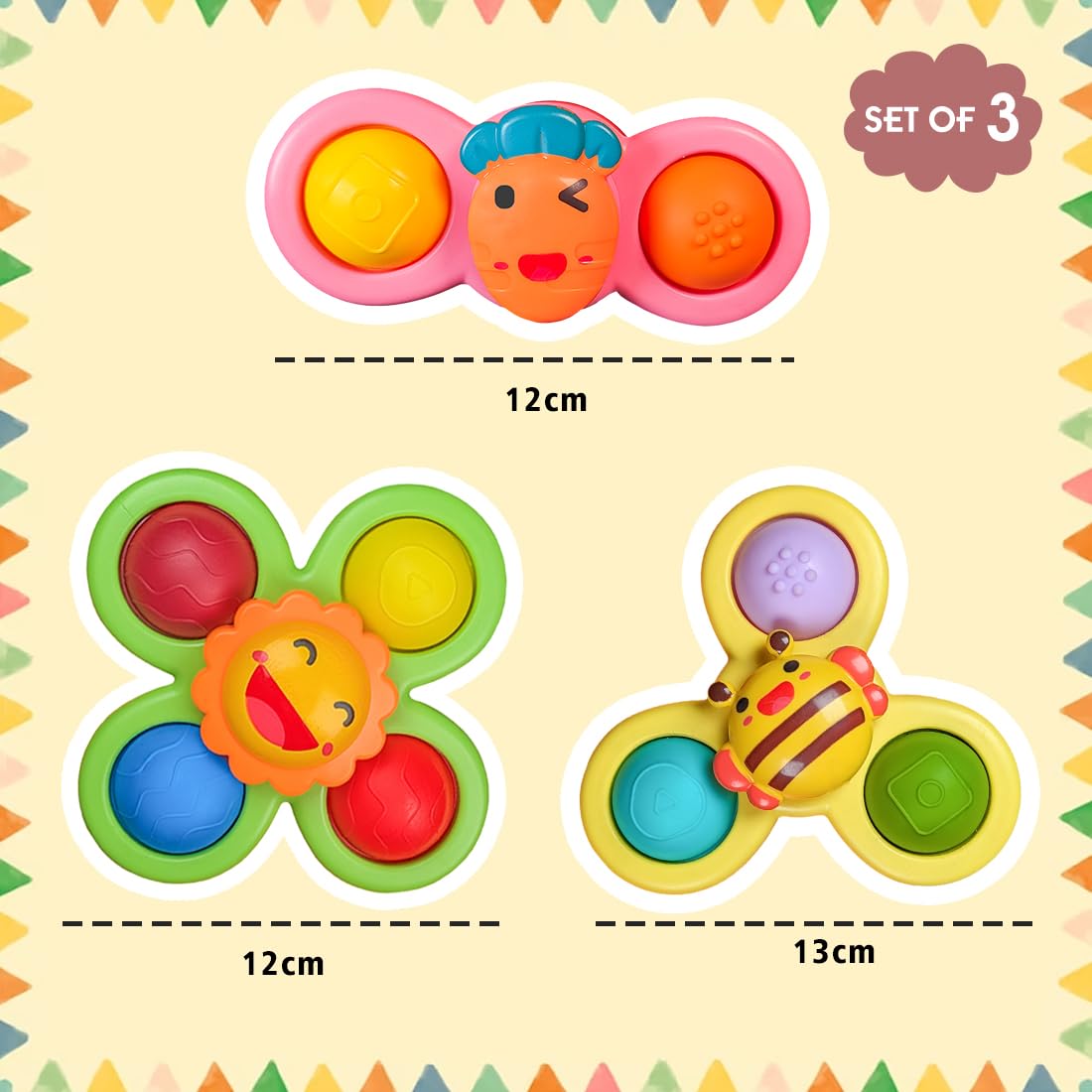3 PCS Suction Cup Spinner Toy