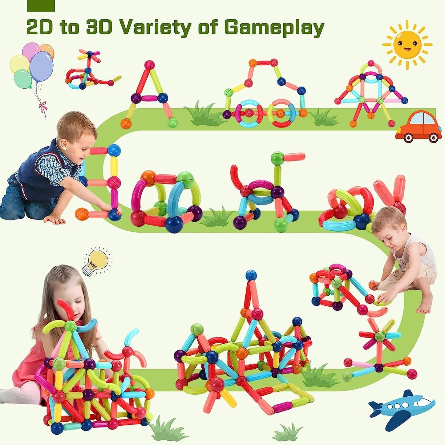 Magnetic Building Sticks Blocks(42 Pcs)