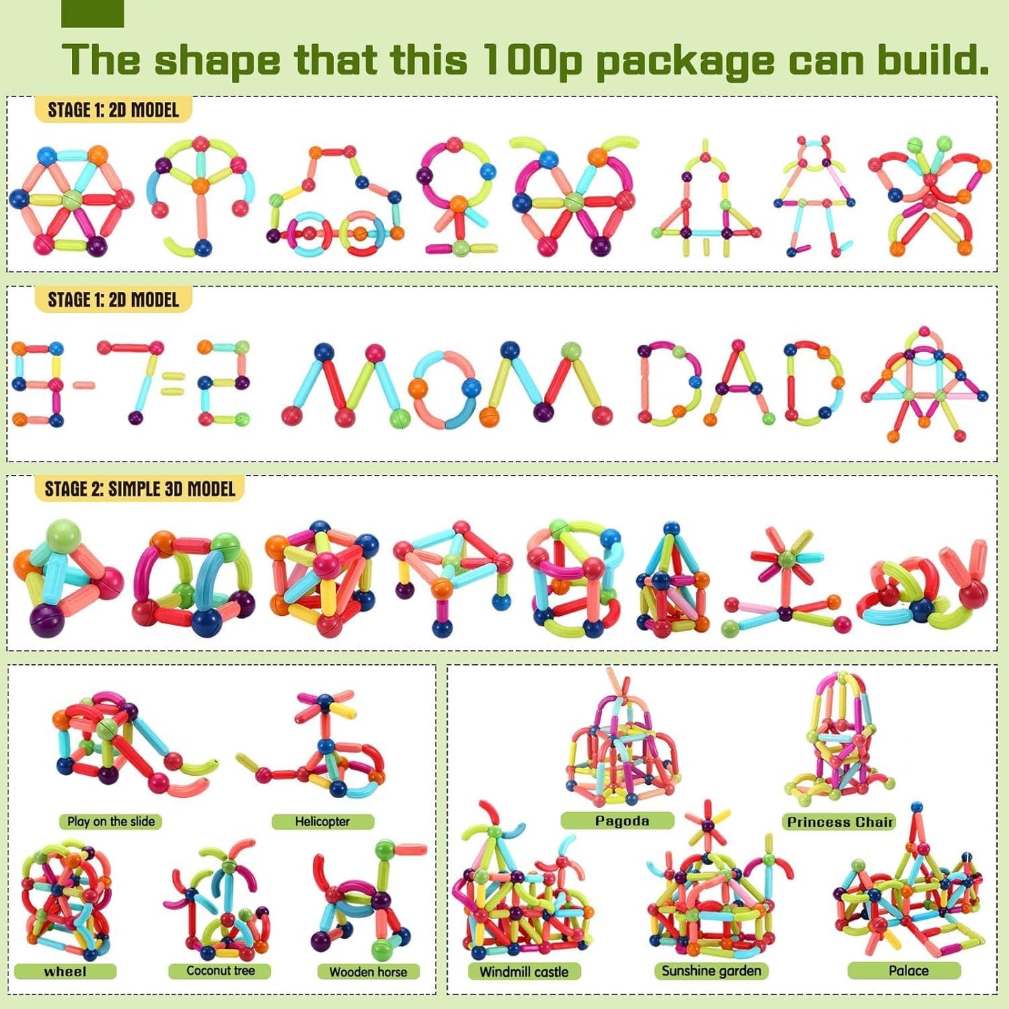 Magnetic Balls and Rods Set Building Sticks Blocks (36 pcs)