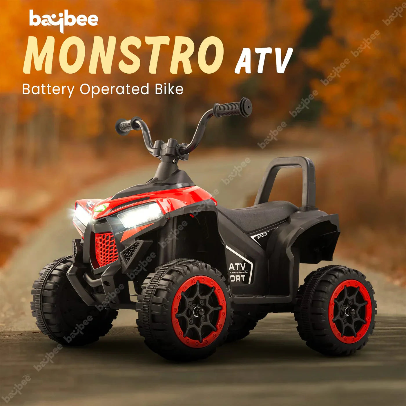 Monster ATV Rechargeable Battery Operated Electric Kids Bike  (RED)
