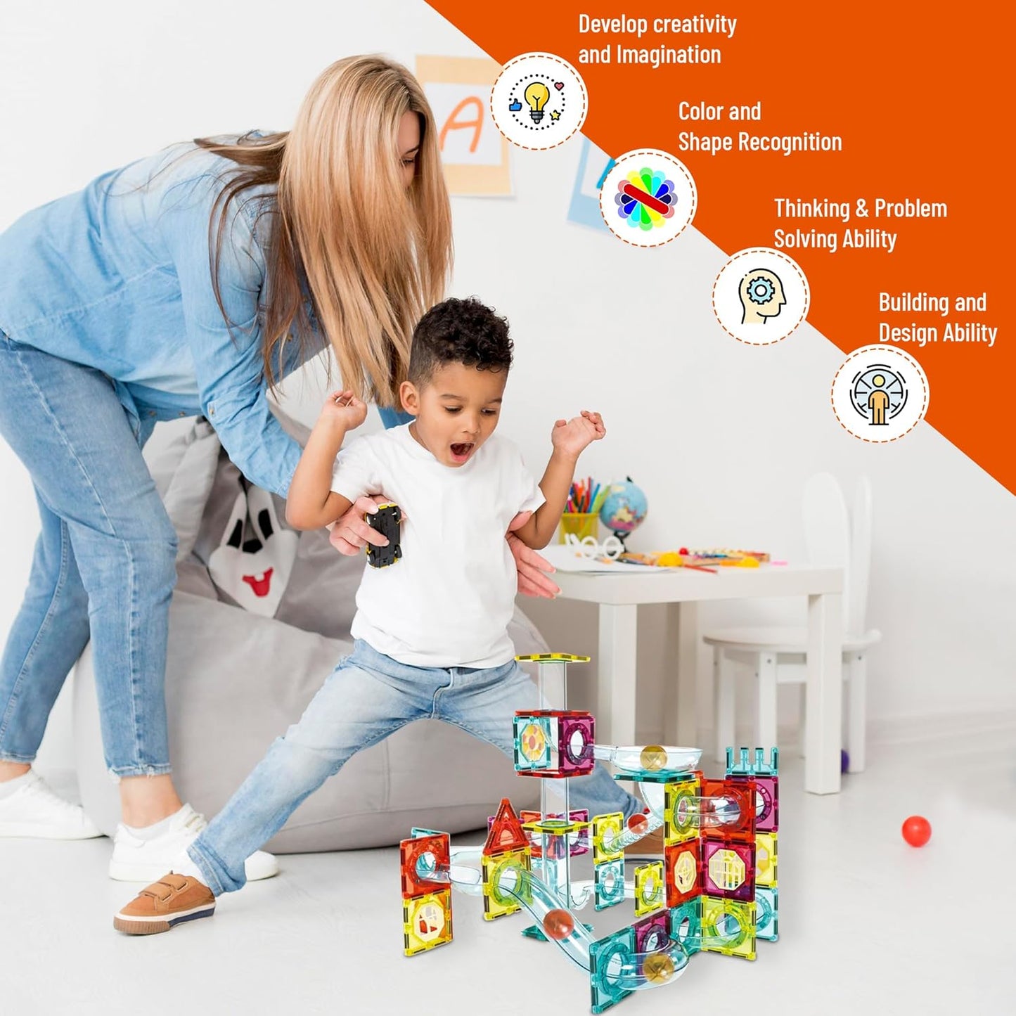 Magnetic Marble Run ball building blocks