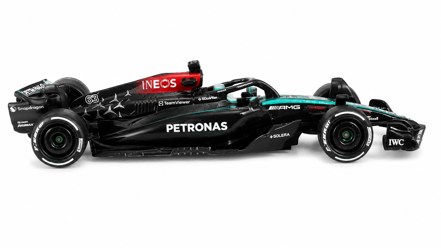 Hot Wheels Premium Mercedes-AMG PETRONAS F1 Team 2024 #44 & #63 1:64 Diecast Set