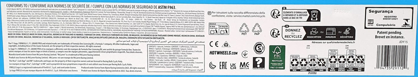 HOTWHEELS 1/64 SCALE JDY15 -F1 SPRINT RACE CIRCUIT VISA BWT MC LAREN